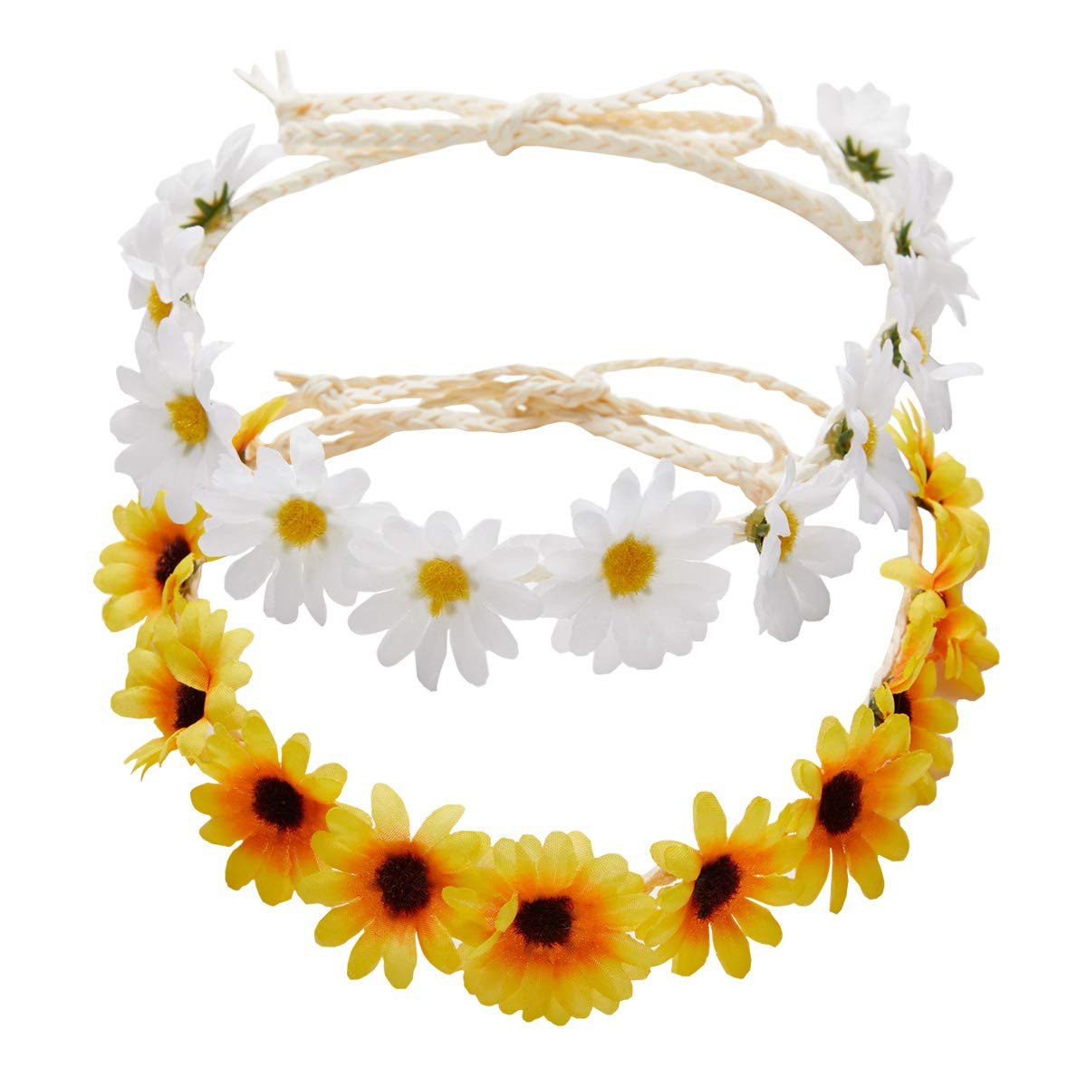zYoung 2er-Pack Blumen-Stirnband Sonnenblumen-Haarkranz Festival-Haarband Braut-Kopfschmuck