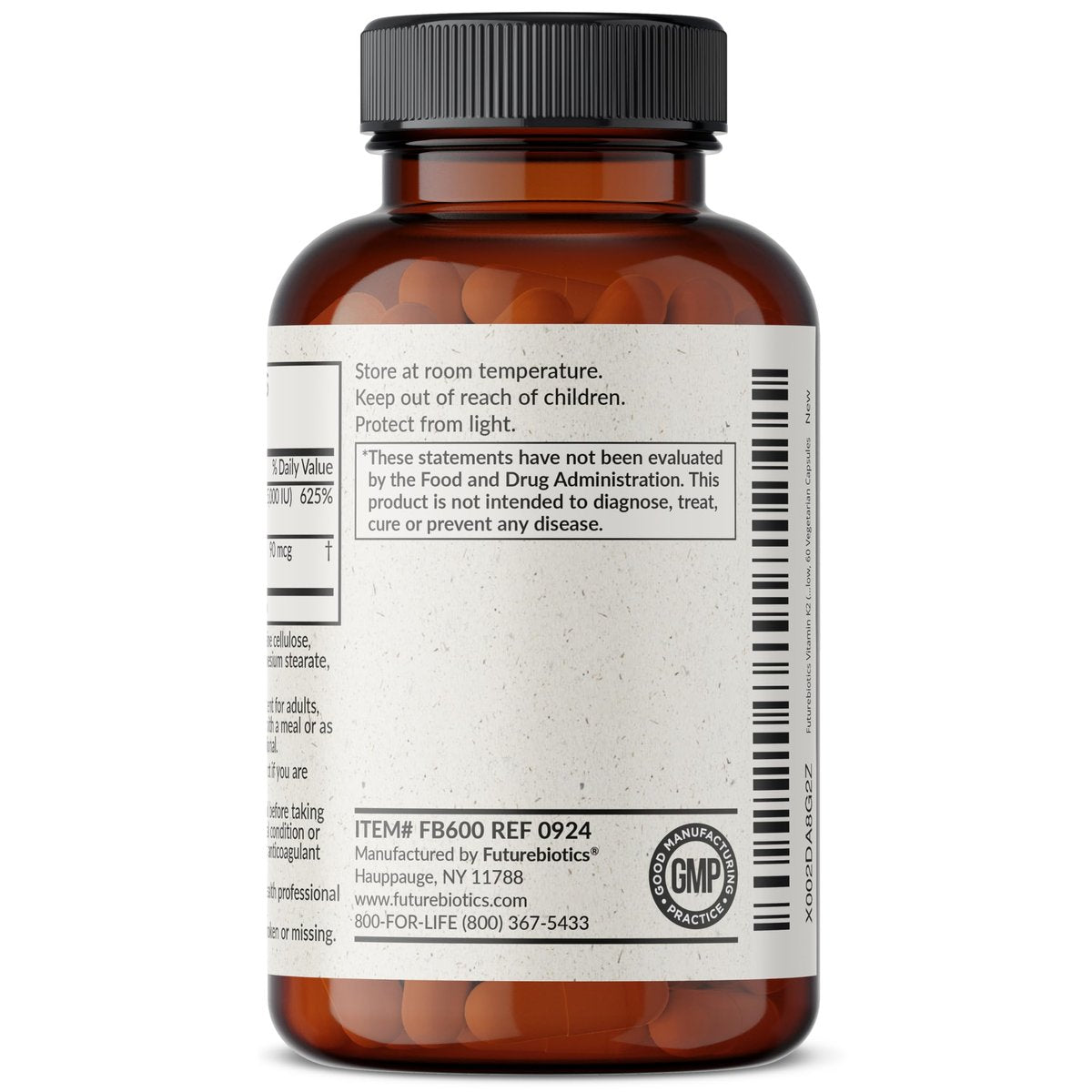 Futurebiotics Vitamin K2 (MK7) mit D3 - Non-GMO Formel - 5000 IE Vitamin D3 & 90 mcg Vitamin K2 MK-7, 60 vegane Kapseln