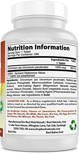 Best Naturals Chrompicolinat 1000 mcg – 120 Tabletten (2er-Pack)