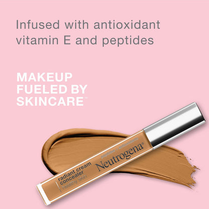 Neutrogena Healthy Skin Radiant Brightening Cream Concealer mit Peptiden & Vitamin E Antioxidans – Leichter Perfektionierender Concealer, nicht komedogen, Haselnuss Medium 01 warme Untertöne, 0,24 oz