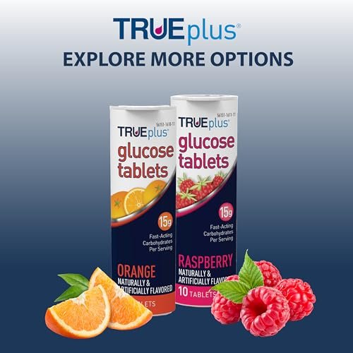 TRUEplus Glukose Tabletten, Himbeer-Geschmack, 15g schnell wirkende Kohlenhydrate, fettfrei, glutenfrei, Energieschub, 10 Stück, 6er-Pack