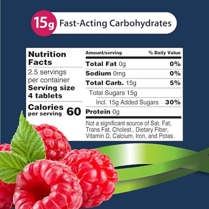 TRUEplus Glukose Tabletten, Himbeer-Geschmack, 15g schnell wirkende Kohlenhydrate, fettfrei, glutenfrei, Energieschub, 10 Stück, 6er-Pack