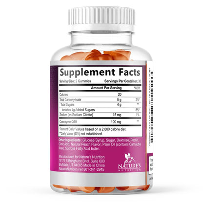 CoQ10 Gummis – Coenzym Q10 100 mg pro Portion – 3-fache Stärke, hohe Absorption, Antioxidans-Ergänzung für Herzgesundheit & Energieproduktion – Ultra Coq 10 Vitaminpräparat – 60 Gummis