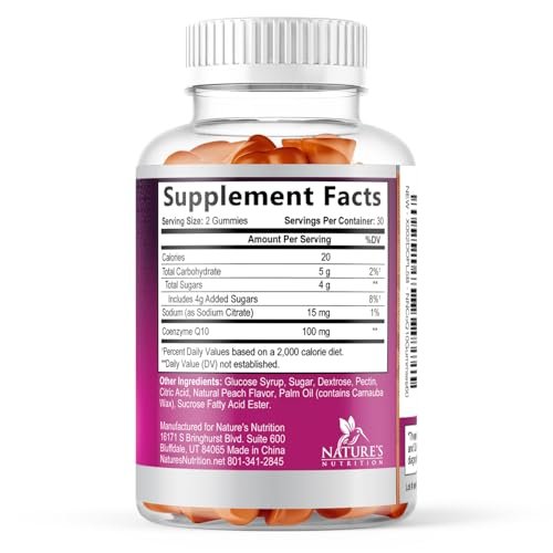 CoQ10 Gummis – Coenzym Q10 100 mg pro Portion – 3-fache Stärke, hohe Absorption, Antioxidans-Ergänzung für Herzgesundheit & Energieproduktion – Ultra Coq 10 Vitaminpräparat – 60 Gummis