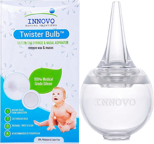 Innovo FSA/HSA-fähiger Baby-Ohrenspritze und Nasensauger aus medizinischem Silikon – Wiederverwendbar, Leicht zu Reinigen