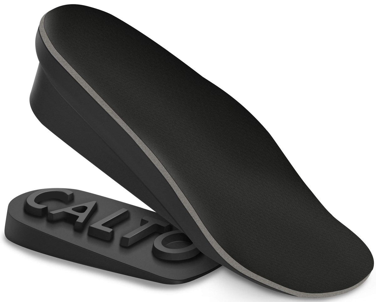 CALTO Verstellbare 1,8 Zoll Höhenverstellbare Einlagen für Männer & Frauen - 3/4 Länge Fersenlift - Unisex Orthopädische Schuheinlagen für Beinlängendifferenz (Schwarz)