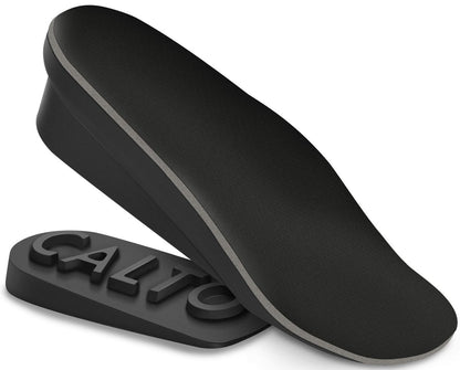 CALTO Verstellbare 1,8 Zoll Höhenverstellbare Einlagen für Männer & Frauen - 3/4 Länge Fersenlift - Unisex Orthopädische Schuheinlagen für Beinlängendifferenz (Schwarz)