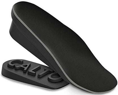 CALTO Verstellbare 1,8 Zoll Höhenverstellbare Einlagen für Männer & Frauen - 3/4 Länge Fersenlift - Unisex Orthopädische Schuheinlagen für Beinlängendifferenz (Schwarz)