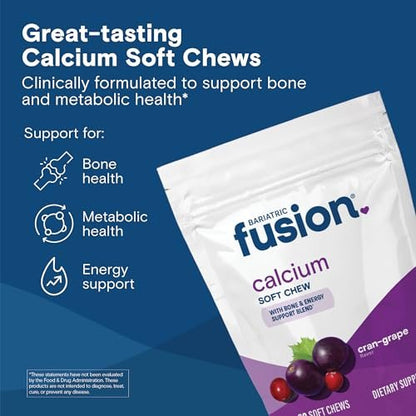 Bariatric Fusion Calcium Kaugummis | Calciumcitrat mit Vitamin D3 | Zuckerfrei, kaubar | Cranberry-Traube | 60 Stück