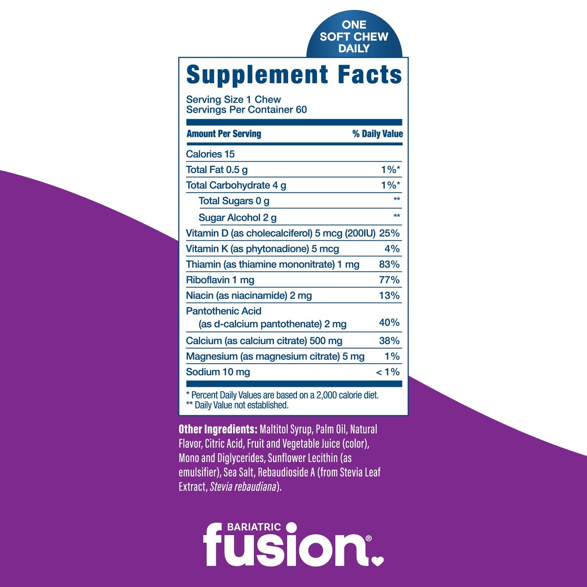 Bariatric Fusion Calcium Kaugummis | Calciumcitrat mit Vitamin D3 | Zuckerfrei, kaubar | Cranberry-Traube | 60 Stück