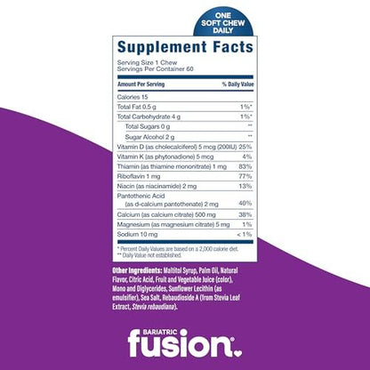 Bariatric Fusion Calcium Kaugummis | Calciumcitrat mit Vitamin D3 | Zuckerfrei, kaubar | Cranberry-Traube | 60 Stück