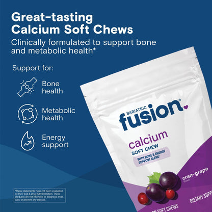 Bariatric Fusion Calcium Kaugummis | Calciumcitrat mit Vitamin D3 | Zuckerfrei, kaubar | Cranberry-Traube | 60 Stück