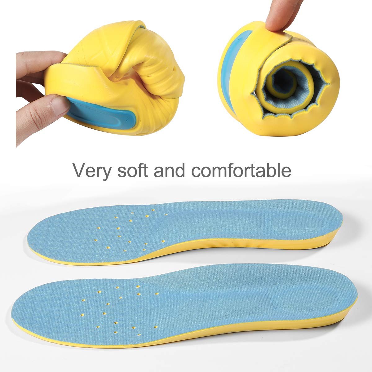 UISUI Memory Foam Einlegesohlen – Atmungsaktive PU-Sporteinlagen mit Stoßdämpfung, Schmerzlinderung bei Plantarfasziitis für Damen und Herren, 1 Paar (M: Herren 6-9 / Damen 7-11)