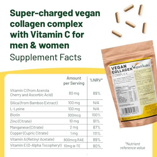 Vegane Kollagenpräparate mit Biotin für Haar, Haut, Nägel & Gelenke – 2 Monate Vorrat. Pflanzliches, tierversuchsfreies Kollagen-Booster-Präparat für Frauen und Männer