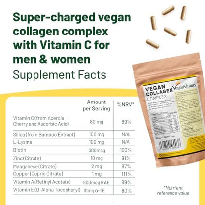 Vegane Kollagenpräparate mit Biotin für Haar, Haut, Nägel & Gelenke – 2 Monate Vorrat. Pflanzliches, tierversuchsfreies Kollagen-Booster-Präparat für Frauen und Männer