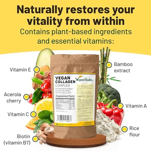Vegane Kollagenpräparate mit Biotin für Haar, Haut, Nägel & Gelenke – 2 Monate Vorrat. Pflanzliches, tierversuchsfreies Kollagen-Booster-Präparat für Frauen und Männer