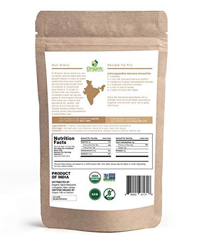 Bio Ashwagandha Wurzelpulver - 1,10 Pfund (17,64 Unzen) | Nachfüllbarer Kraftbeutel, Nicht-GVO, Indischer Ginseng, Withania Somnifera - 100% Roh aus Indien