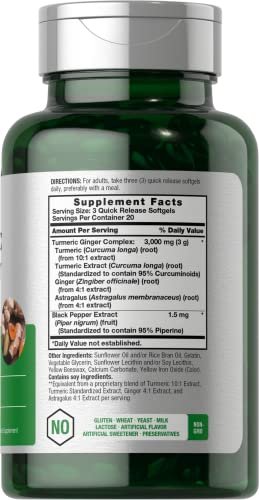 Horbäach Curcumin mit Ingwer & Schwarzem Pfeffer Extrakt – 60 Softgel-Kapseln – Non-GMO, Glutenfrei