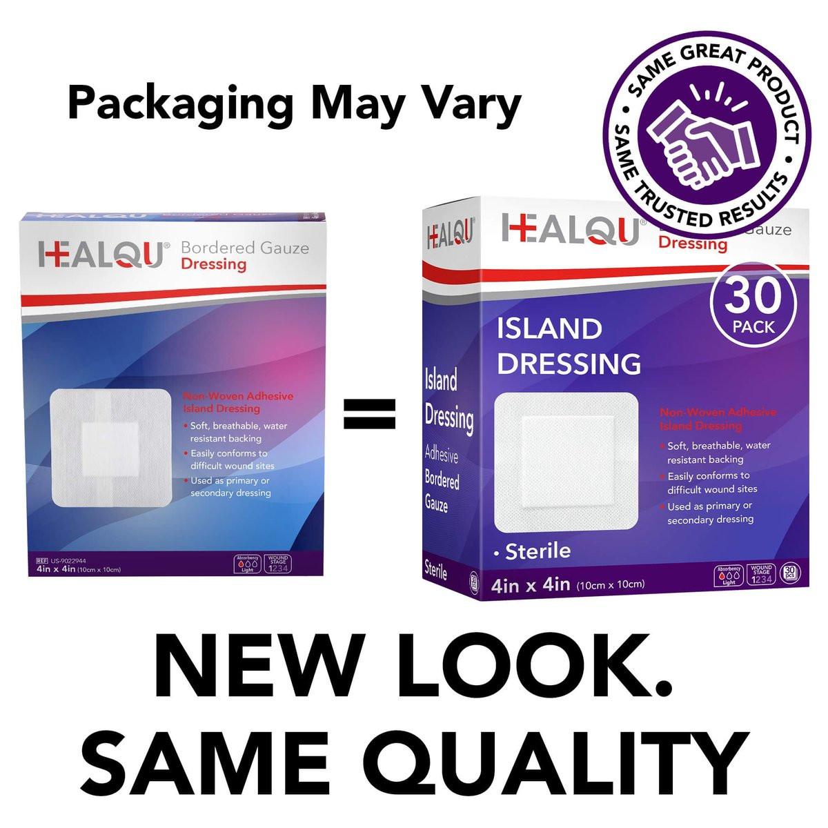 HEALQU Inselverband 4x4 Zoll, 30 Stück - Sterile, einzeln verpackte Gazekompressen mit Rand, wasserabweisend, Vliesträger - weiche und atmungsaktive Wundauflage für Erste Hilfe und medizinische Versorgung
