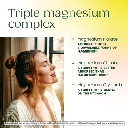 MegaFood Magnesium Glycinat, Citrat, Malat 300 mg – Hoch bioverfügbare Mischung zur Unterstützung von Herz, Nerven und Entspannung, Triple-Magnesium-Komplex, 60 Kapseln (30 Portionen)
