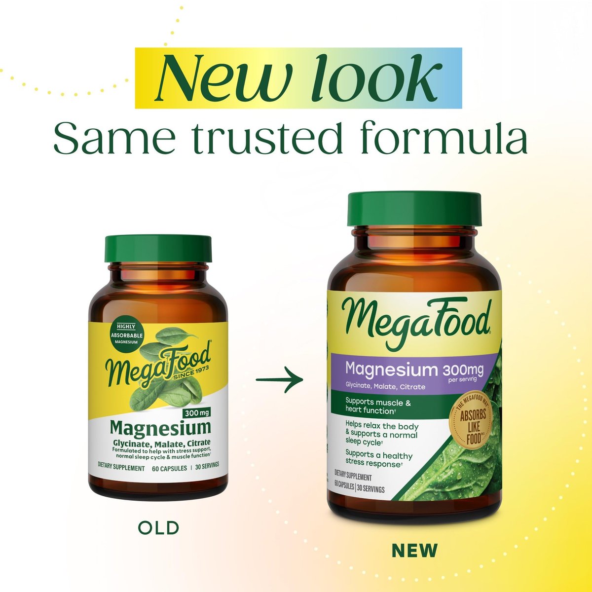 MegaFood Magnesium Glycinat, Citrat, Malat 300 mg – Hoch bioverfügbare Mischung zur Unterstützung von Herz, Nerven und Entspannung, Triple-Magnesium-Komplex, 60 Kapseln (30 Portionen)