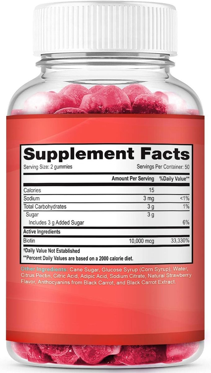 LifeCentric Health Biotin Gummis für Erwachsene | Max Stärke Biotin 10000mcg | Kaubare Biotin-Ergänzung für Frauen und Männer | 100 Stück vegane Haar-Gummis für Haut, Haare und Nägel