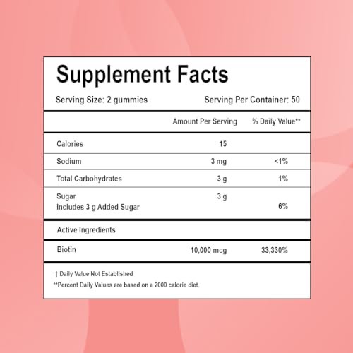 LifeCentric Health Biotin Gummis für Erwachsene | Max Stärke Biotin 10000mcg | Kaubare Biotin-Ergänzung für Frauen und Männer | 100 Stück vegane Haar-Gummis für Haut, Haare und Nägel