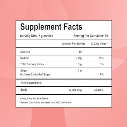 LifeCentric Health Biotin Gummis für Erwachsene | Max Stärke Biotin 10000mcg | Kaubare Biotin-Ergänzung für Frauen und Männer | 100 Stück vegane Haar-Gummis für Haut, Haare und Nägel