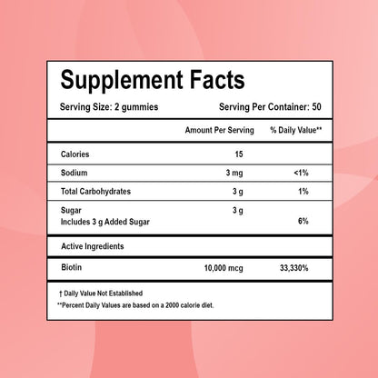 LifeCentric Health Biotin Gummis für Erwachsene | Max Stärke Biotin 10000mcg | Kaubare Biotin-Ergänzung für Frauen und Männer | 100 Stück vegane Haar-Gummis für Haut, Haare und Nägel