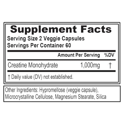 Evlution Nutrition Creatin-Monohydrat Kapseln – Vegane und glutenfreie Creatin-Pillen für Muskelaufbau, Kraft und Regeneration – 500 mg pro Kapsel, 120 Kapseln (60 Portionen)