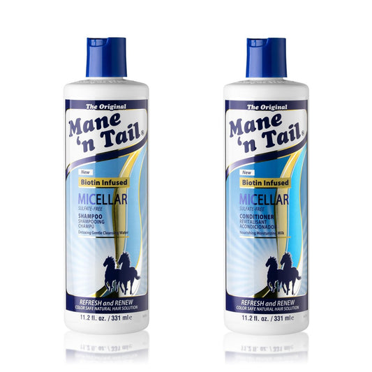 Mane 'n Tail Micellar Shampoo & Conditioner Sulfatfrei mit Biotin für fettiges Haar, Ablagerungen und hartes Wasser – Detox und Klärung – 11,2 fl oz 2er-Pack
