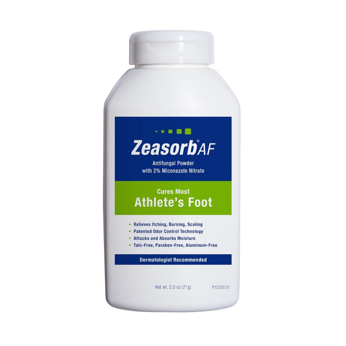 Zeasorb Super Absorbent AF Puder – Patentierte Geruchskontrolle mit 2% Miconazolnitrat und beruhigendem Aloe Vera, talkumfrei, 2,5 Unzen Flasche