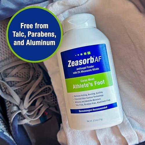 Zeasorb Super Absorbent AF Puder – Patentierte Geruchskontrolle mit 2% Miconazolnitrat und beruhigendem Aloe Vera, talkumfrei, 2,5 Unzen Flasche