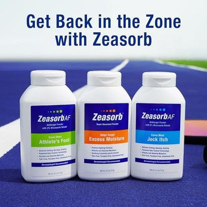 Zeasorb Super Absorbent AF Puder – Patentierte Geruchskontrolle mit 2% Miconazolnitrat und beruhigendem Aloe Vera, talkumfrei, 2,5 Unzen Flasche