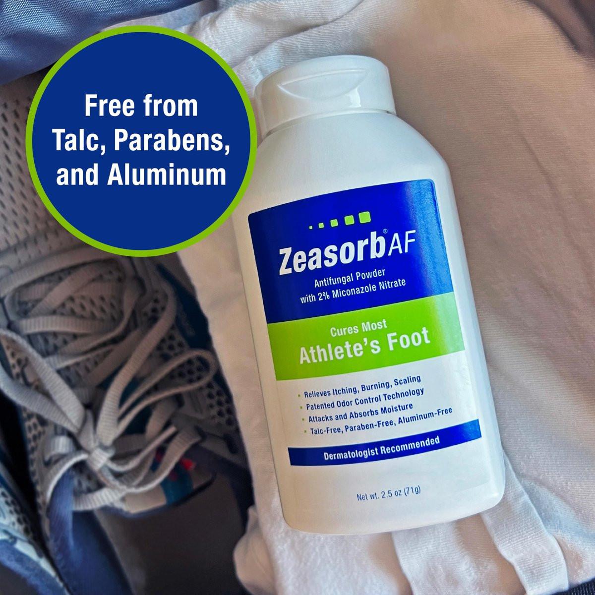 Zeasorb Super Absorbent AF Puder – Patentierte Geruchskontrolle mit 2% Miconazolnitrat und beruhigendem Aloe Vera, talkumfrei, 2,5 Unzen Flasche
