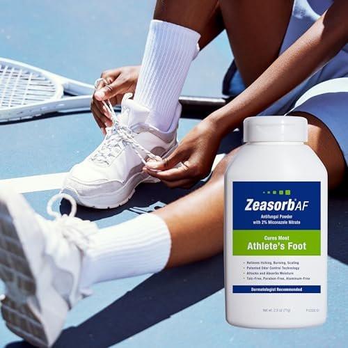 Zeasorb Super Absorbent AF Puder – Patentierte Geruchskontrolle mit 2% Miconazolnitrat und beruhigendem Aloe Vera, talkumfrei, 2,5 Unzen Flasche