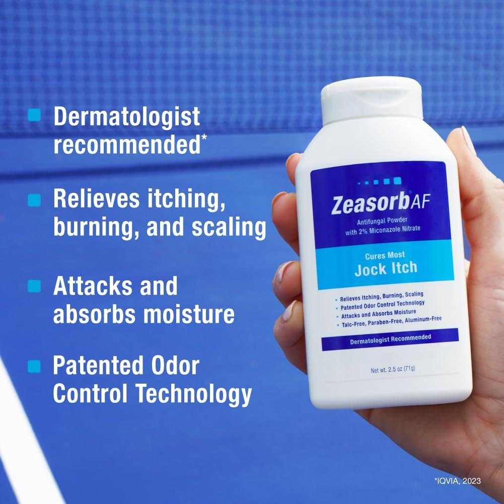 Zeasorb Super Absorbierendes Antifungal-Puder für Jock Itch – Dermatologen empfohlen, bekämpft Pilze und absorbiert Feuchtigkeit, patentierte Geruchskontrolle mit Bentonit-Ton und Aloe, 70 g
