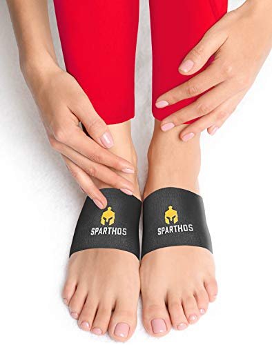 Sparthos Fußgewölbe Stützhülle - Plantarfasziitis Kompressionsbänder - Fußgewölbe Stützhüllen für Damen und Herren Schuhe Socken - für Männer und Frauen (Schwarz-M)