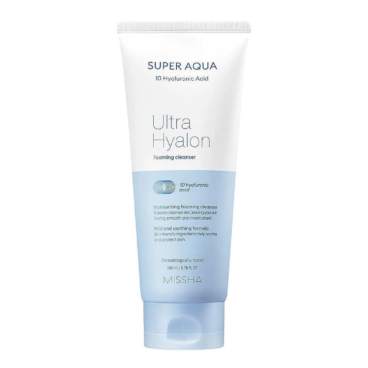 MISSHA Super Aqua Ultra Hyalron Reinigungsgel – Feuchtigkeitsspendender Gesichtsreiniger mit Hyaluronsäure, 200 ml