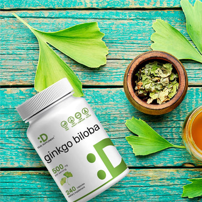 DEAL SUPPLEMENT Ginkgo Biloba 500 mg pro Portion, 240 Kapseln, 4-Monats-Vorrat – Anbau in Nordasien – Extra Stärke, Fördert die Gehirnfunktion