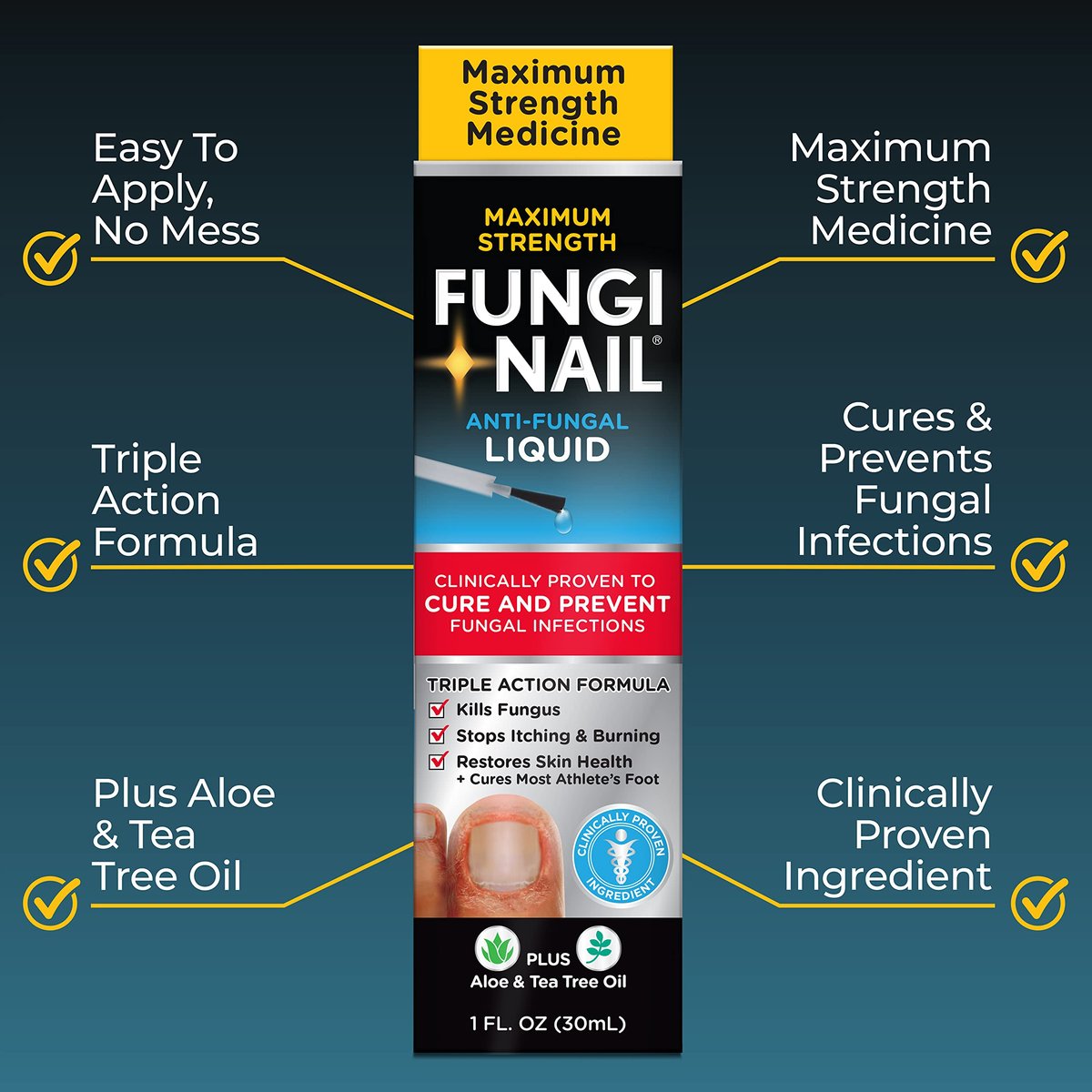 Fungi-Nail Anti-Pilz-Liquid-Lösung, 1 Unze (2er-Pack) – Wirksame Nagelpilzbehandlung mit Tolnaftat