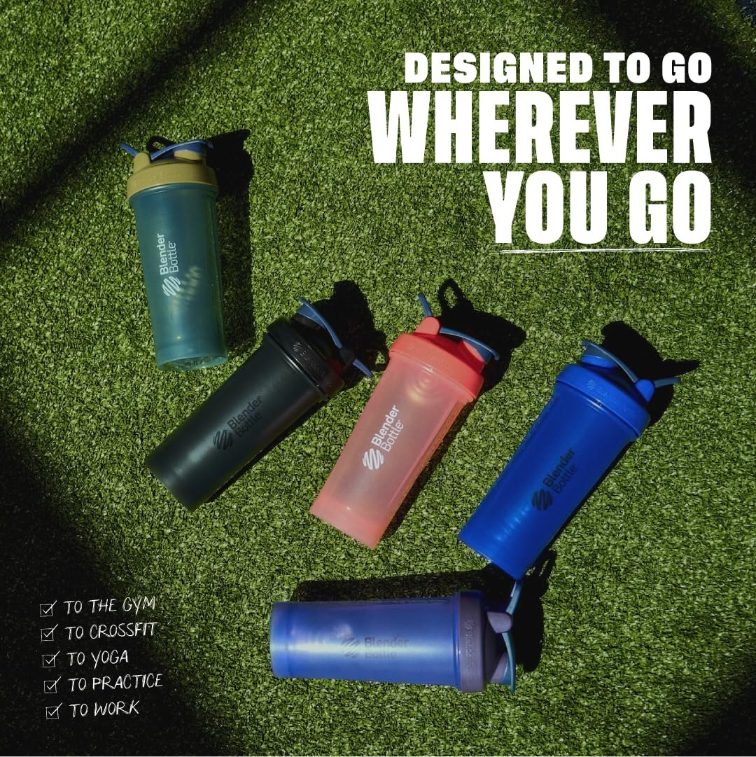 BlenderBottle Classic V2 Shaker Flasche für Proteinshakes und Pre-Workout, 20 Unzen (3er-Pack), Rot, Grün, Pflaume