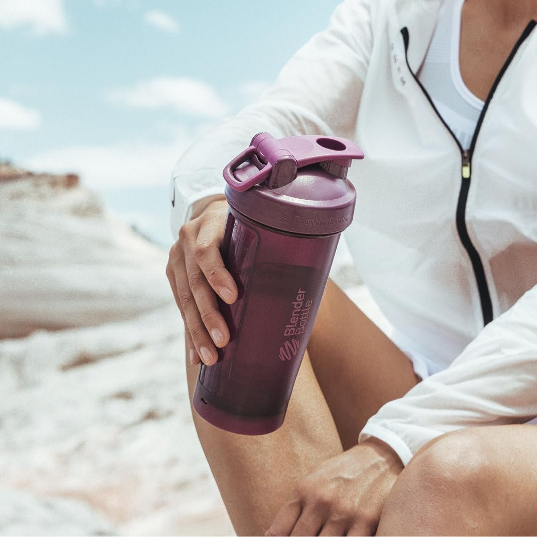 BlenderBottle Classic V2 Shaker Flasche für Proteinshakes und Pre-Workout, 20 Unzen (3er-Pack), Rot, Grün, Pflaume