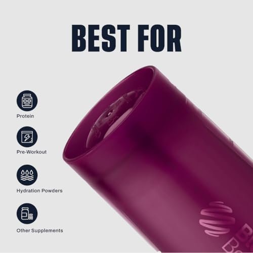 BlenderBottle Classic V2 Shaker Flasche für Proteinshakes und Pre-Workout, 20 Unzen (3er-Pack), Rot, Grün, Pflaume