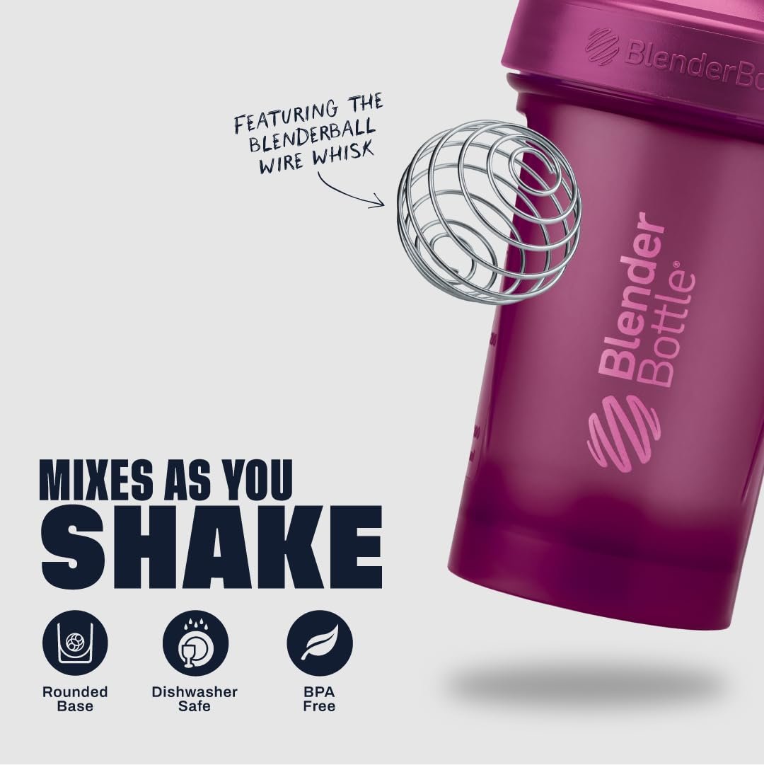 BlenderBottle Classic V2 Shaker Flasche für Proteinshakes und Pre-Workout, 20 Unzen (3er-Pack), Rot, Grün, Pflaume