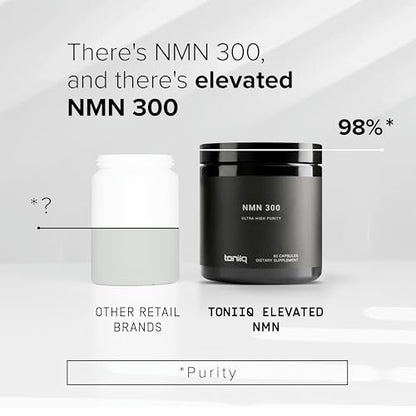 Toniiq Stabilisierte NMN Kapseln - 300 mg - 98% hochreines Nicotinamid-Mononukleotid - 60 Kapseln zur Unterstützung von NAD+
