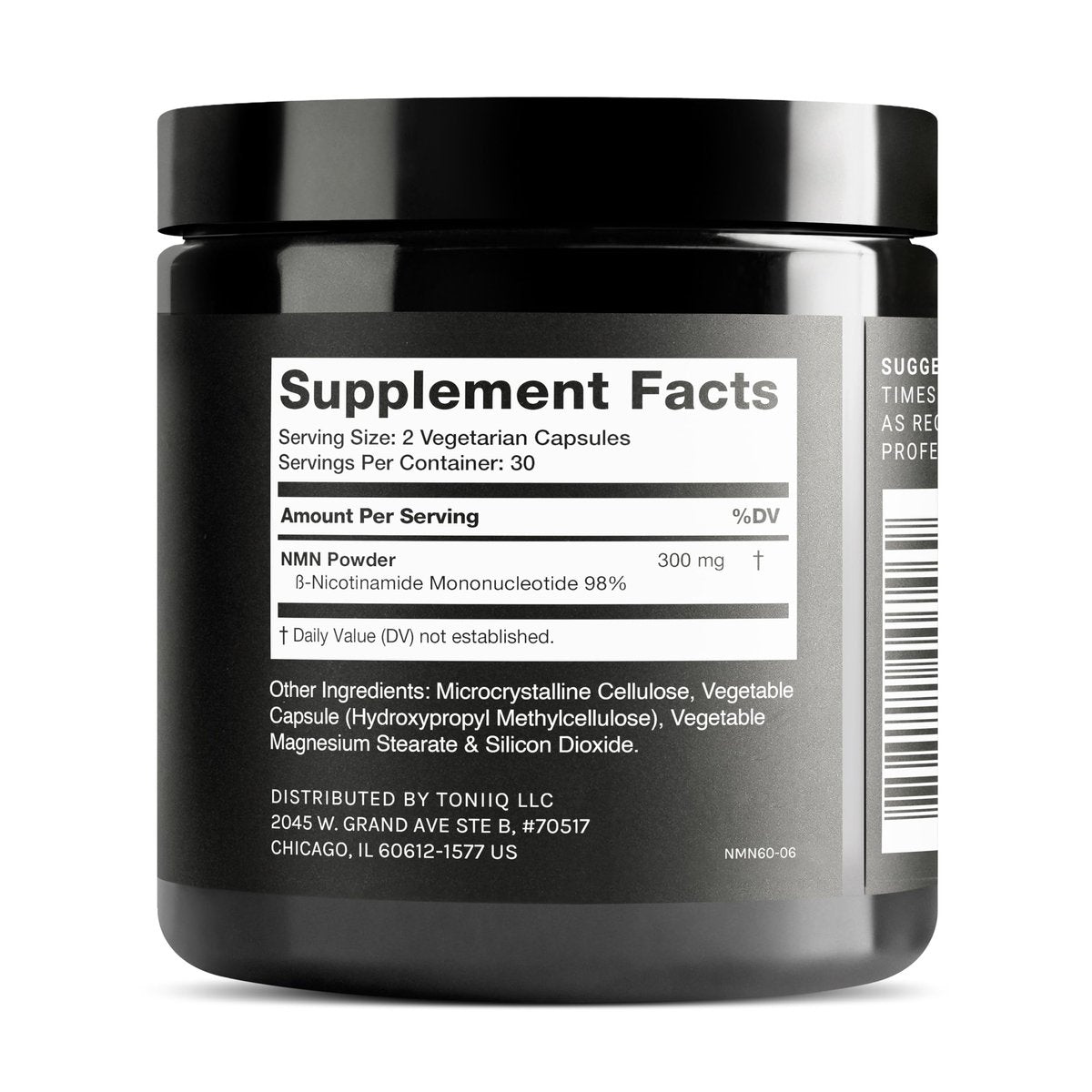 Toniiq Stabilisierte NMN Kapseln - 300 mg - 98% hochreines Nicotinamid-Mononukleotid - 60 Kapseln zur Unterstützung von NAD+