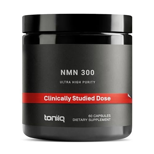 Toniiq Stabilisierte NMN Kapseln - 300 mg - 98% hochreines Nicotinamid-Mononukleotid - 60 Kapseln zur Unterstützung von NAD+