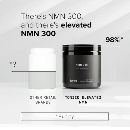 Toniiq Stabilisierte NMN Kapseln - 300 mg - 98% hochreines Nicotinamid-Mononukleotid - 60 Kapseln zur Unterstützung von NAD+