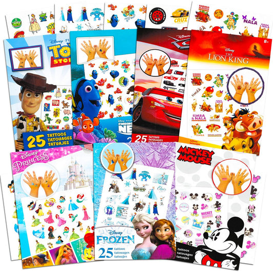Disney Tattoos Partyspaß Mega-Sortiment – 7 Disney Favoriten mit über 175 temporären Tattoos